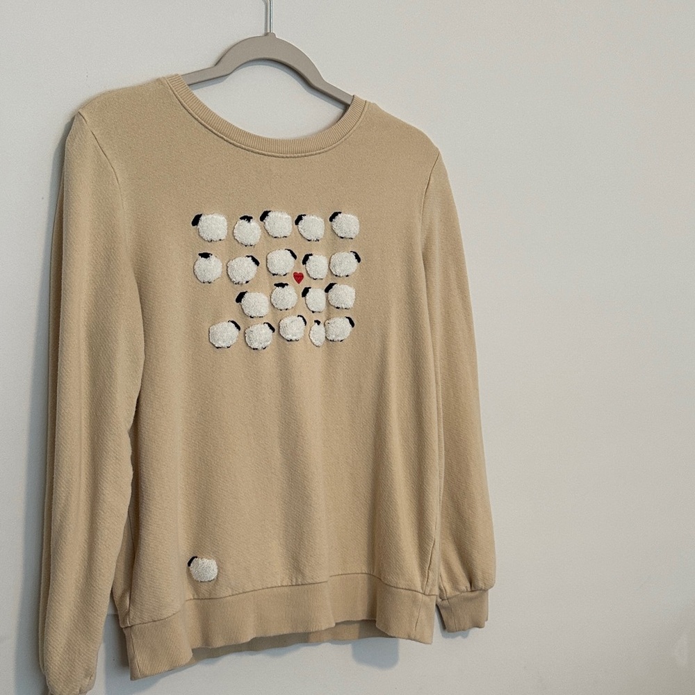 LOFT Camel Crewneck Sweatshirt with Subtle Knit Texture